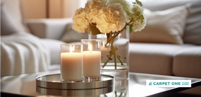 candles with holiday decor