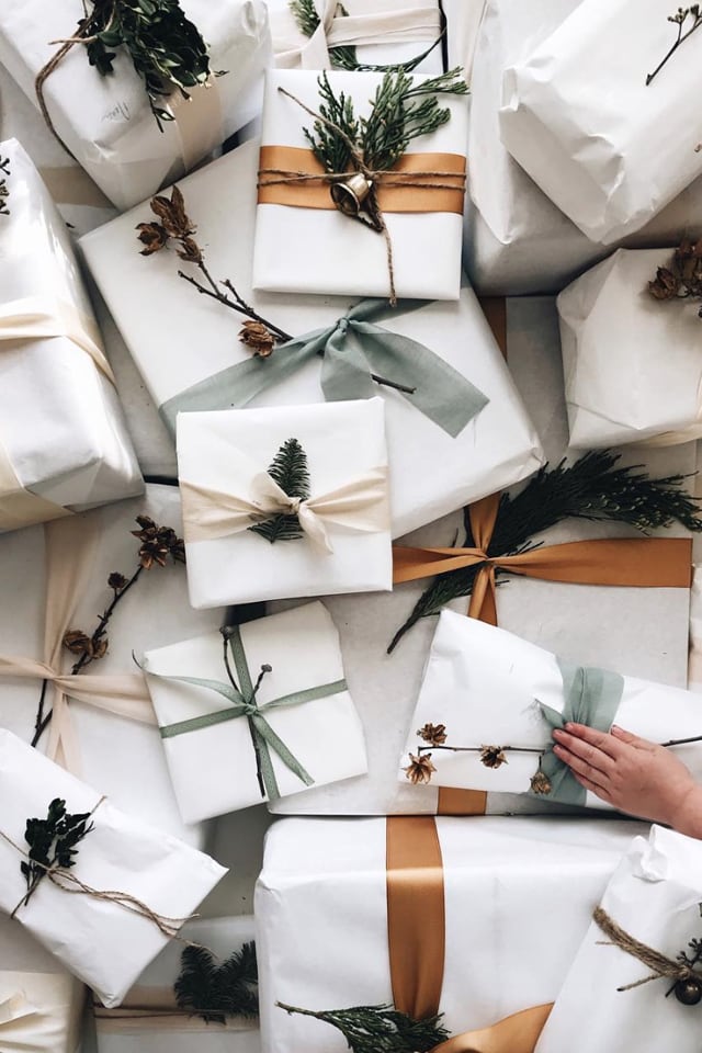 holiday wrapping aesthetic